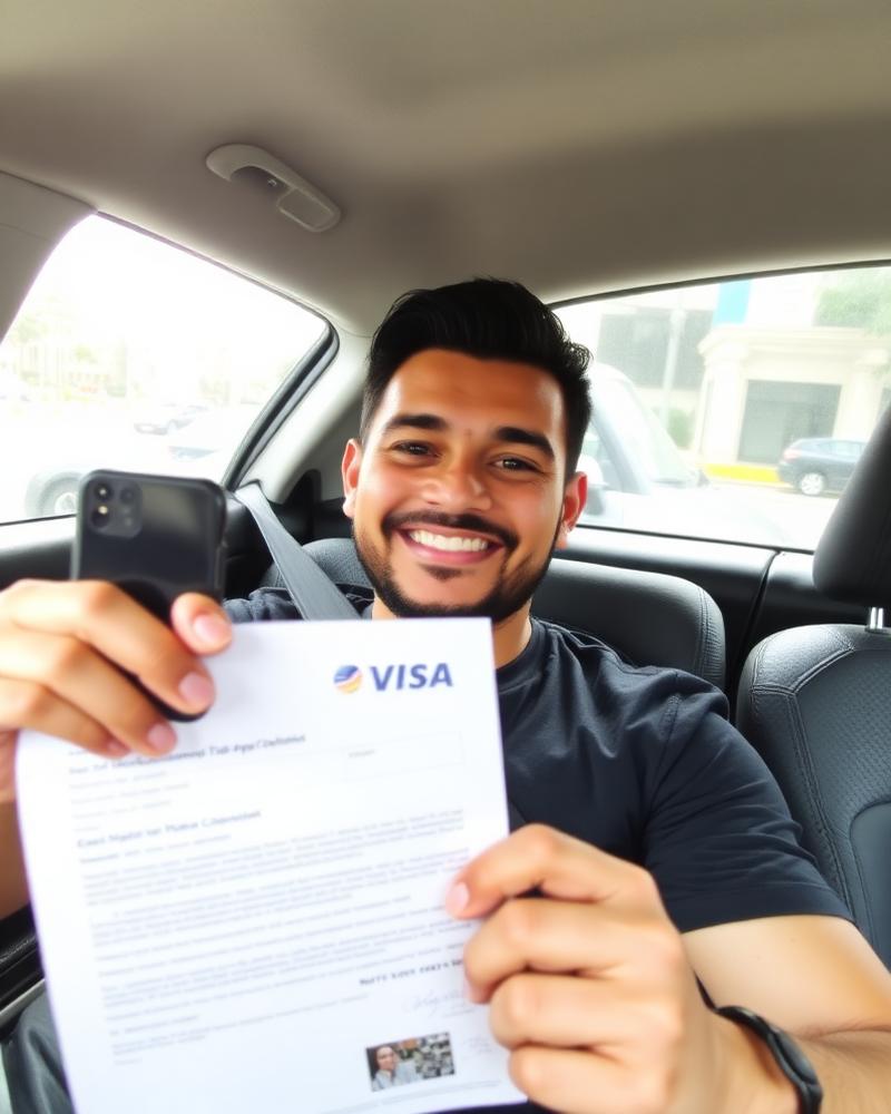 Andrés G. con su visa aprobada